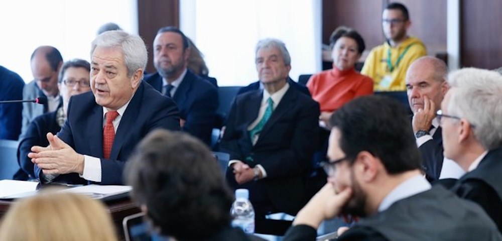 El exconsejero de Innovación Francisco Vallejo, durante su declaración en la Audiencia de Sevilla.
