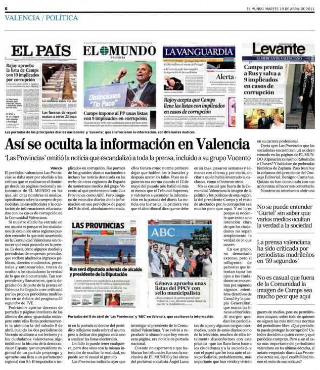 En Valencia no existe libertad de expresión y hay medios y periodistas 'comprados'