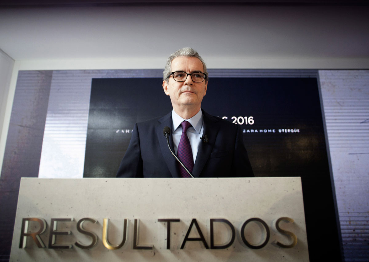 El presidente de Inditex, Pablo Isla, durante la presentación de los resultados del grupo Inditex, dueño de cadenas como Zara o Massimo Dutti. 