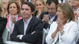 Elexpresidente José María Aznar y la exalcaldesa de Madrid Ana Botella, en uno acto del Partido Popular.