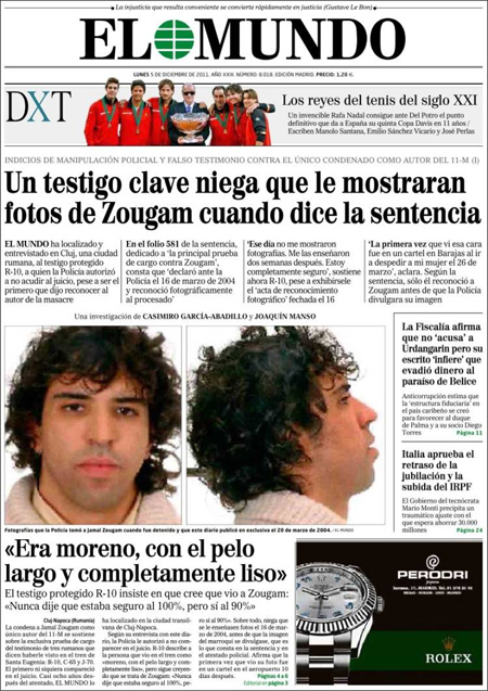 'El Mundo' reabre la 'conspiranoia' del 11-M: cuestiona la culpabilidad de Zougam, condenado a 43.000 años 'El Mundo' reabre la 'conspiranoia' del 11-M: cuestiona la culpabilidad de Zougam, condenado a 43.000 años