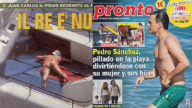 El desnudo del rey Juan Carlos y Pedro Sánchez en bañador, en la prensa del corazón.