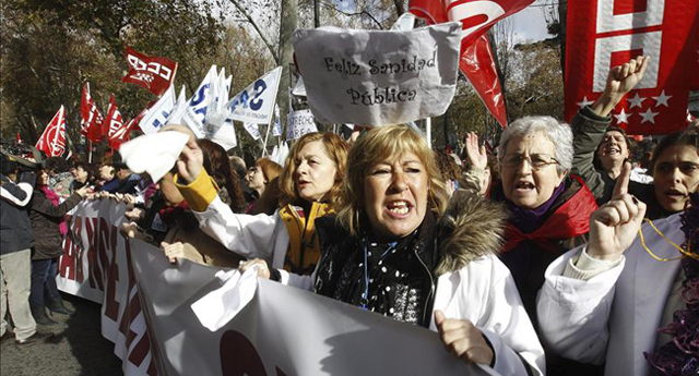 Una manifestación a favor de la sanidad pública