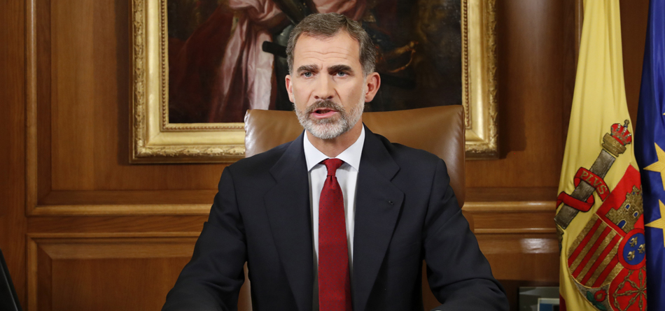 El Rey Felipe VI dirige un mensaje a los españoles dos días después del referéndum ilegal organizado por la Generalitat sobre la independencia de Cataluña