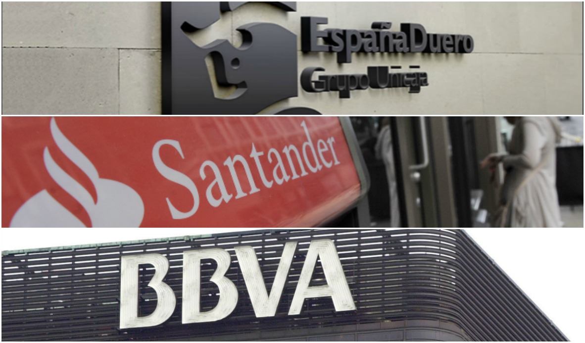 Logos de Caja España Duero, Santander y BBVA