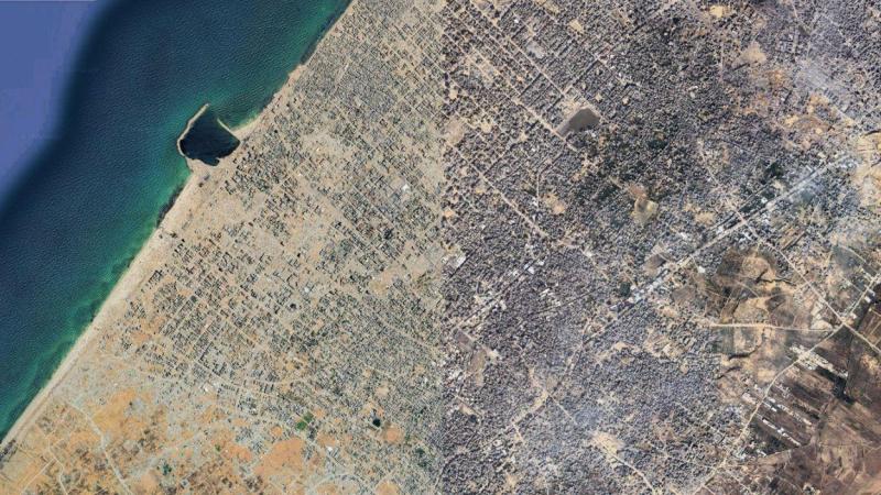 Imagen satélite de ciudad de Gaza. Google Maps