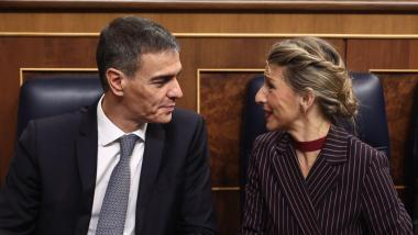 El presidente del Gobierno, Pedro Sánchez, y la vicepresidenta segunda y ministra e Trabajo y Economía Social, Yolanda Díaz. EP.