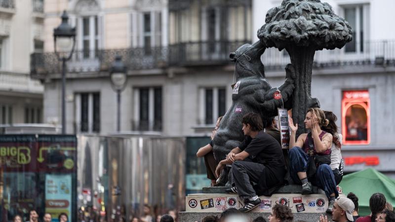 Imagen de la protesta en la Puerta del Sol por la vivienda. EP