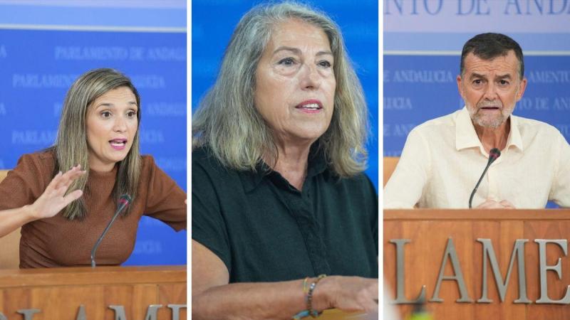 María Márquez (PSOE-A), Mari García (Adelante Andalucía) y Antonio Maíllo (Por Andalucía) / EP