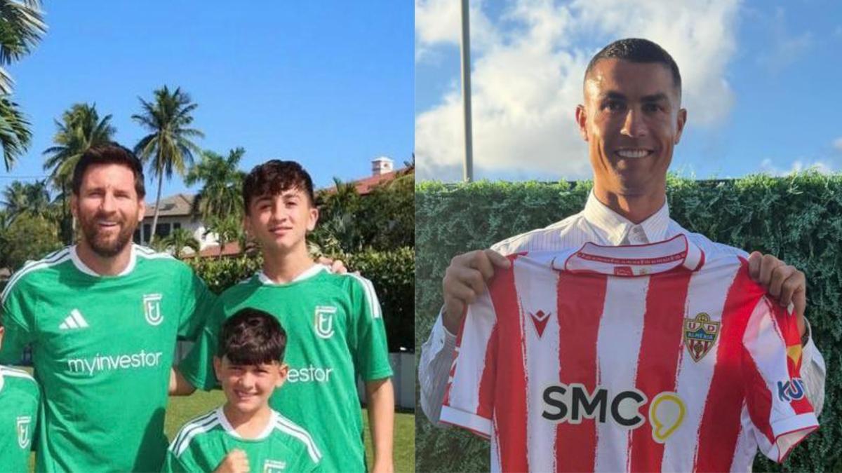 Messi, presidente del UD Cornellá y Cristiano tras su compra del 25% del Almería| UD Cornellá y UD Almería