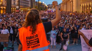 Manifestación por la vivienda convocada por el Sindicato de Inquilinas en Zaragoza