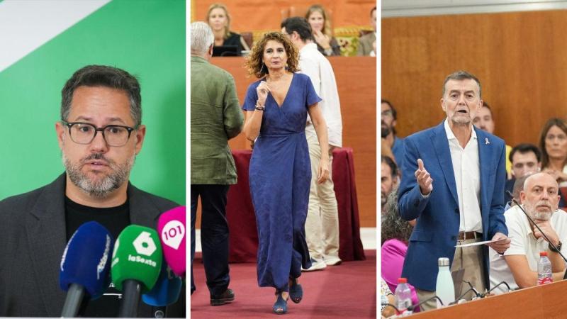 José Ignacio García, portavoz de Adelante Andalucía; María Jesús Montero, secretaria general del PSOE-A; Antonio Maíllo, portavoz de Por Andalucía / EP