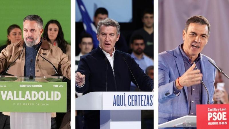 Sánchez frente a Feijóo y Abascal en las elecciones de noviembre. EP