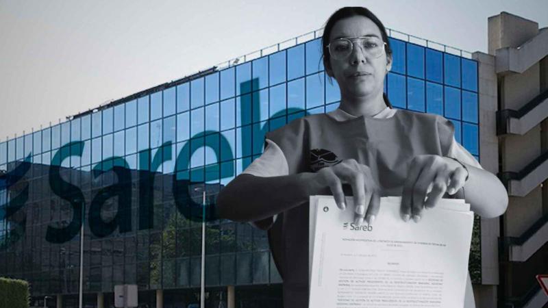 Giselli Mateus, militante de PAH Vallekas que ha vencido a SAREB en los tribunales. Montaje de elaboración propia.