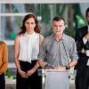 La diputada de Movimiento Sumar, Verónica Martínez; la ministra de Sanidad, Mónica García; el coordinador general de Izquierda Unida, Antonio Maíllo; y el ministro de Cultura, Ernest Urtasun (de i