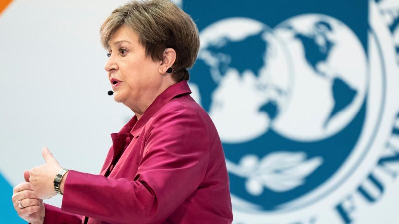 La directora gerente del Fondo Monetario Internacional (FMI), Kristalina Georgieva, interviene en un discurso, a 9 de abril de 2026, en Washington (Estados Unidos)
