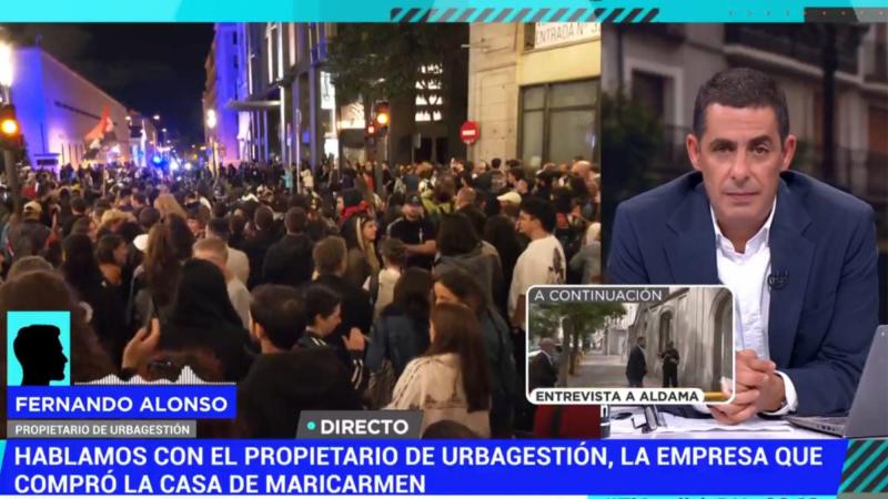 Antonio Naranjo entrevista al propietario de Urbagestion, Fernando Alonso, tras la muerte de Maricarmen. Captura de pantalla.