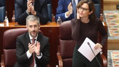 La presidenta de la Comunidad de Madrid, Isabel Díaz Ayuso, durante el pleno de la Asamblea de Madrid, a 8 de octubre de 2026. EP.