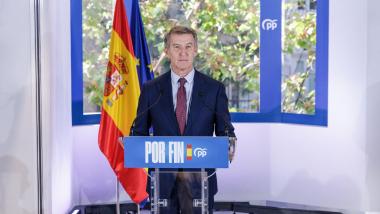 El presidente del Partido Popular, Alberto Núñez Feijóo, preside la reunión de la Junta Directiva Nacional del PP. Europa Press.