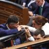 El portavoz de ERC en el Congreso, Gabriel Rufián, y la ministra de Sanidad, Mónica García, durante una sesión plenaria, en el Congreso de los Diputados, a 2 de octubre de 2026, en Madrid (España). Eduardo Parra / Europa Press.
