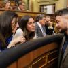 La secretaria general de Podemos, Ione Belarra; la exministra de Igualdad, Irene Montero; y el portavoz de ERC en el Congreso, Gabriel Rufián. ArchivoEP