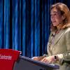 La presidenta de Banco Santander, Ana Botín, durante la clausura de su programa solidario “Euros de tu Nómina”, a 12 de mayo de 2026, en Madrid (España).