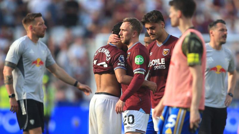 Jugadores del West Ham desolados después de su descenso a Championship. EP/Archivo.