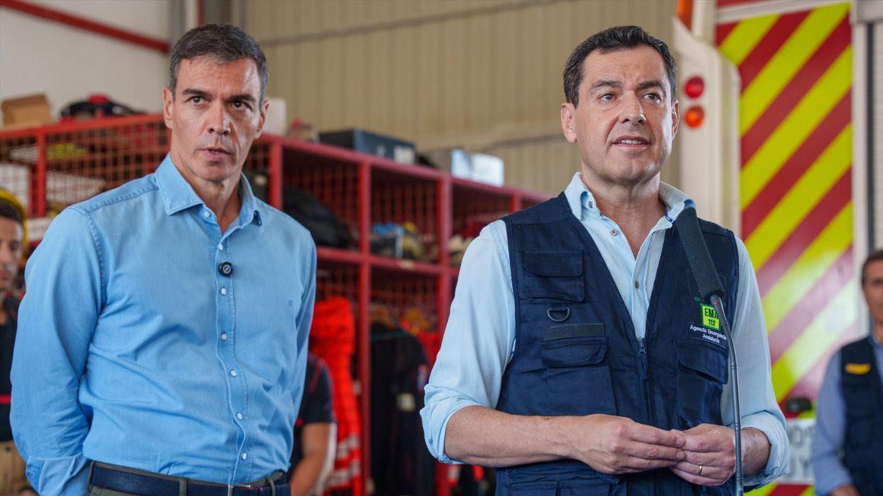 El presidente de la Junta de Andalucía, Moreno Bonilla, junto al presidente del Gobierno, Pedro Sánchez. Imagen archivo / EP