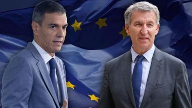El presidente del Gobierno, Pedro Sánchez, y el líder del Partido Popular (PP), Alberto Núñez Feijóo. EP.