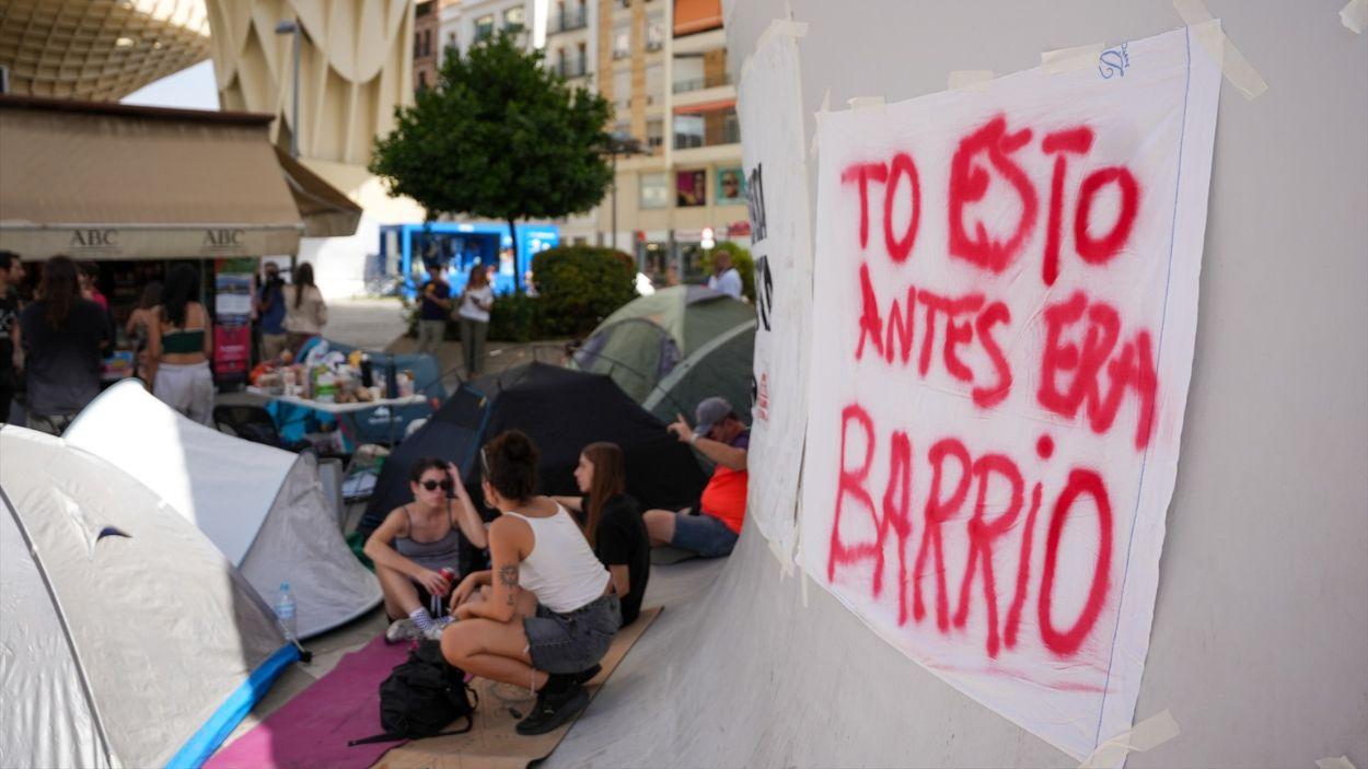 Imagen archivo de los primeros días de acampada en Las Setas / EP
