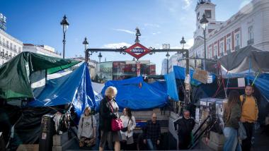 Acampada por la vivienda en la Puerta del Sol de Madrid. EP.