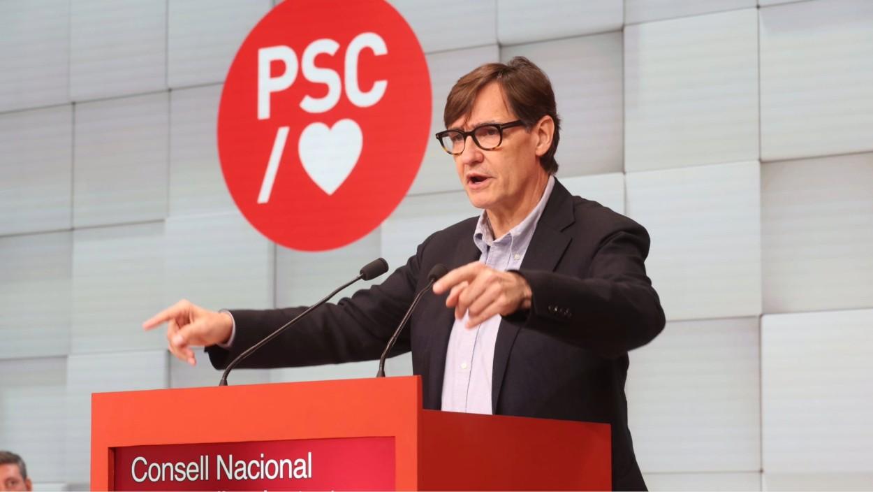 El presidente de la Generalitat, Salvador Illa, en la reunión extraordinaria del Consell Nacional del PSC del 11 de octubre de 2026. PSC