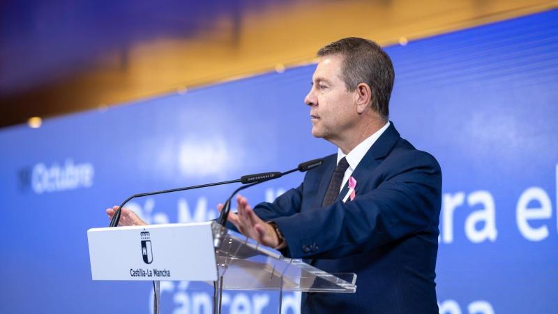 El presidente de Castilla La Mancha, Emiliano García Page, durante su intervención en la entrega de los Premios Autónomo del Año, organizados por ATA. JCCM.