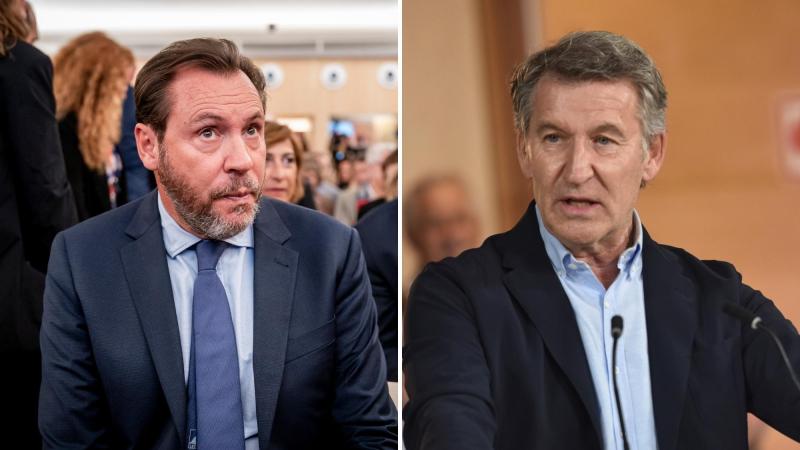 Fotomontaje del ministro de Transportes, Óscar Puente, y el líder del PP, Alberto Núñez Feijóo. Elaboración propia.