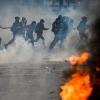 Protestas y disturbios en la Plaza de la República de París a 17 de octubre de 2026. EP.