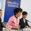 El ministro de Agricultura, Pesca y Alimentación, Luis Planas; la ministra de Inclusión, Seguridad Social y Migraciones, Elma Saiz; y la ministra de Vivienda y Agenda Urbana, Isabel Rodríguez. EP