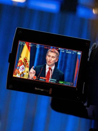 El presidente del PP, Alberto Núñez Feijóo, en la presentación del acto de 'Contrato con España'. EP.