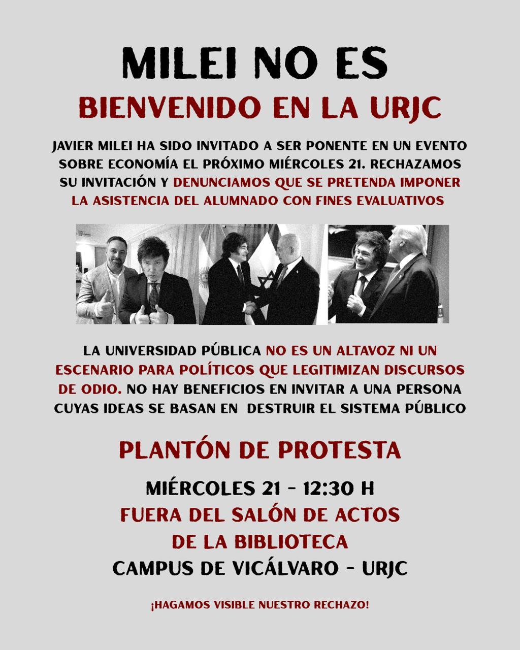 Protesta en la URJC por la visita de Milei
