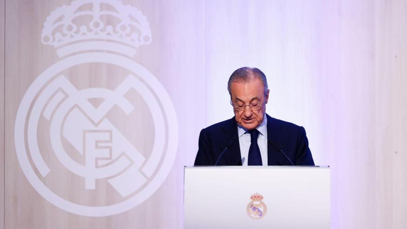 El presidente del Real Madrid, Florentino Pérez, durante la presentación del documental 'El Bernabéu del siglo XXI'. EP.