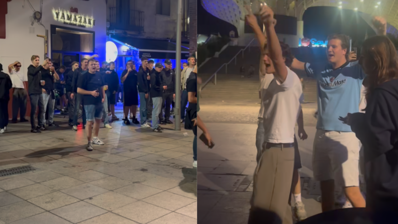 Ultras en la Plaza de la Encarnación frente a las acampadas| @j.herreroosss