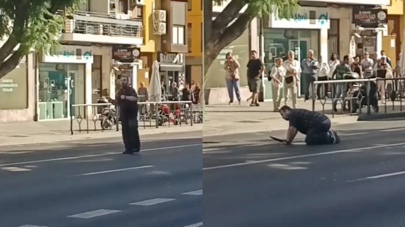 Un hombre se autolesiona con un cuchillo en la calle Luis Montoto, Sevilla | Cedidas