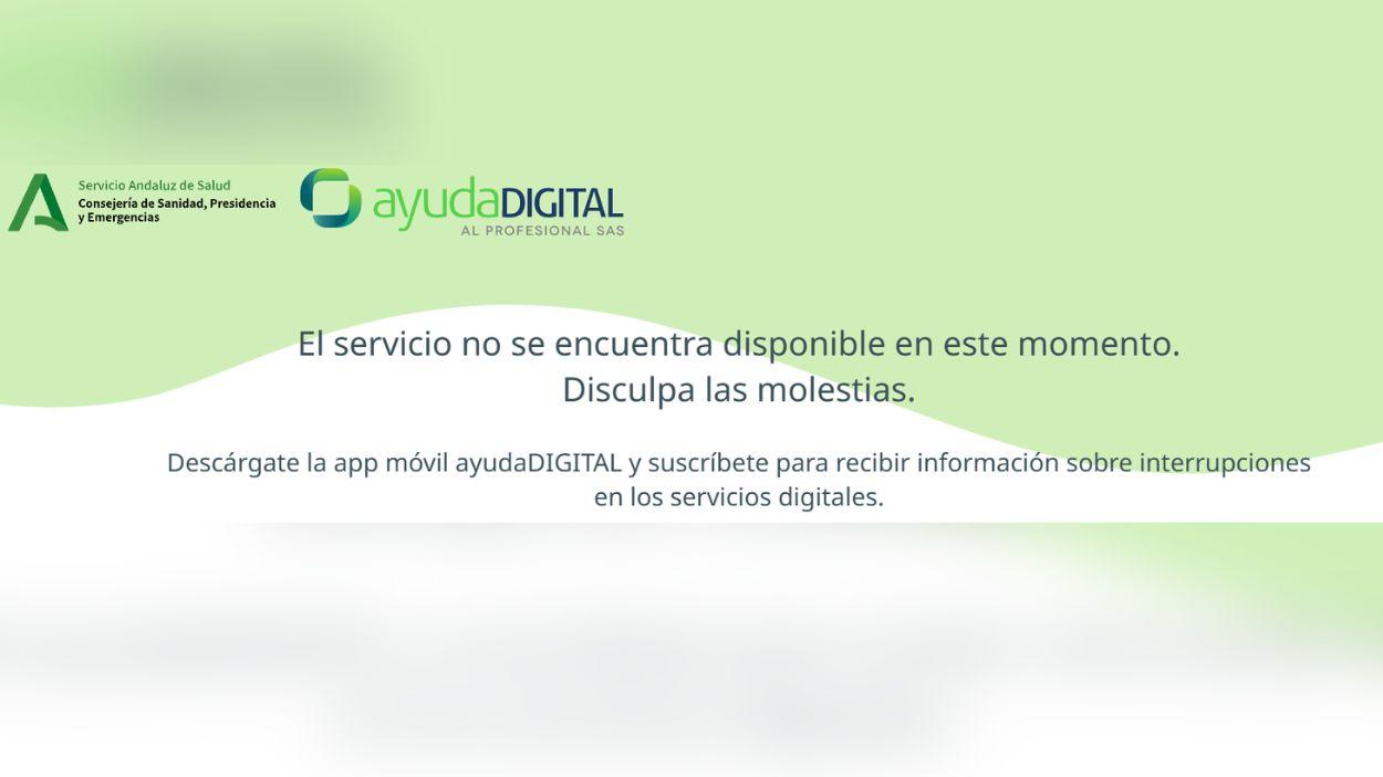 La web del SAS "no se encuentra disponible en este momento"