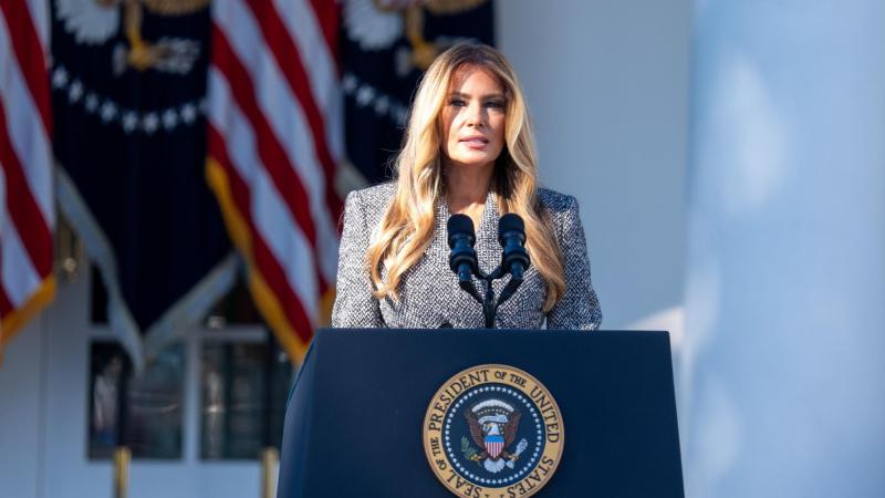 La Primera Dama de Estados Unidos, Melania Trump, durante un evento de salud femenina en la Casa Blanca. EP.