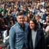 El cabeza de lista de ERC para las elecciones generales con la candidata de Podemos, Irene Montero, en un acto en Barcelona. EP