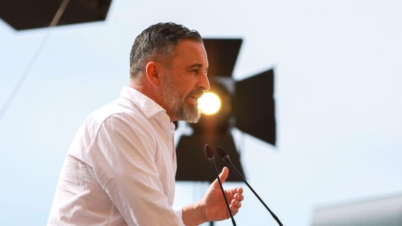 El presidente de Vox, Santiago Abascal, durante un acto público en el marco de la precampaña de las elecciones generales del próximo 29 de noviembre. EP.