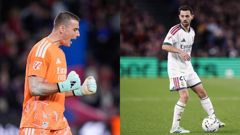 Lunin y Bernardo Silva durante El Clásico| EP