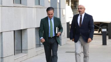 El teniente coronel de la Guardia Civil y jefe de operaciones de la Comandancia de Ceuta, Miguel Lobo, a su llegada a la Audiencia Nacional. EP.