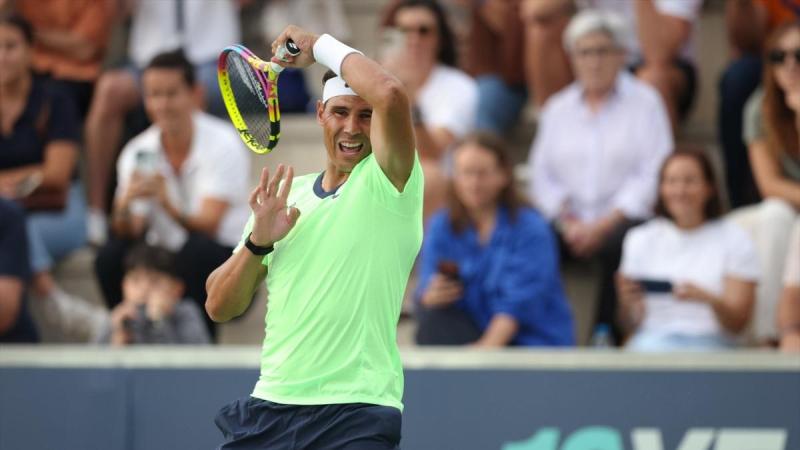 Nadal durante su exhibición por el aniversario de su academia| EP