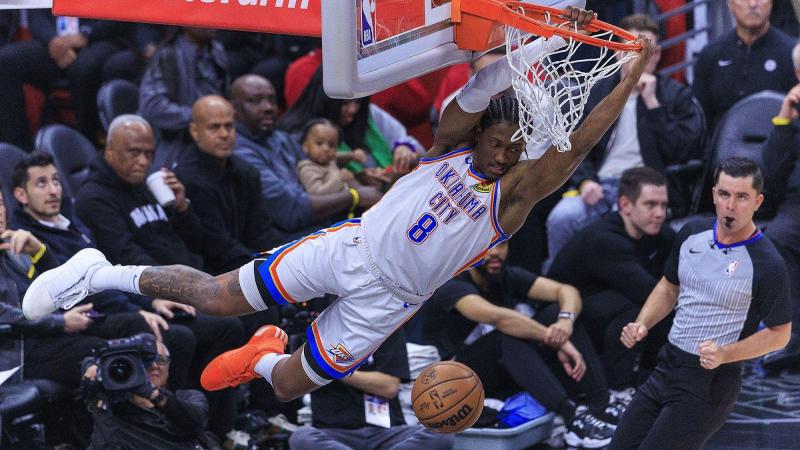 El jugador de Oklahoma City Thunder Jalen Williams, durante un acción de un partido contra los Clippers del año 2024. Europa Press Archivo.