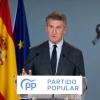 El presidente del PP, Alberto Núñez Feijóo, en una declaración institucional desde Génova tras el accidente ferroviario de Toledo. EP.